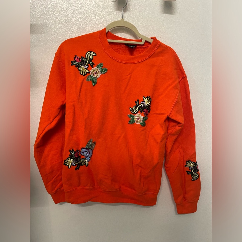 Nordstrom Top Shop Sequin Christmas Sweater Red Small